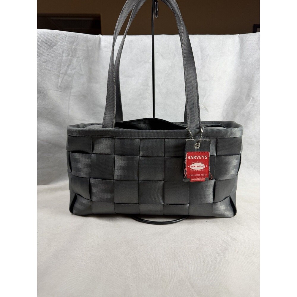 Harveys Seatbelt Bag Large Satchel Storm Dark Gray Woven USA Made Good Condition